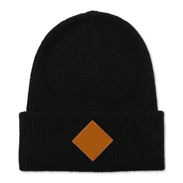 Men's Oversized Cuffed Patch Beanie