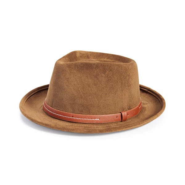 Men's Faux-Suede Belted Fedora