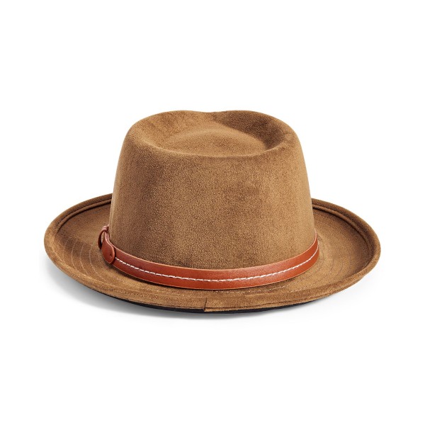 Men's Faux-Suede Belted Fedora