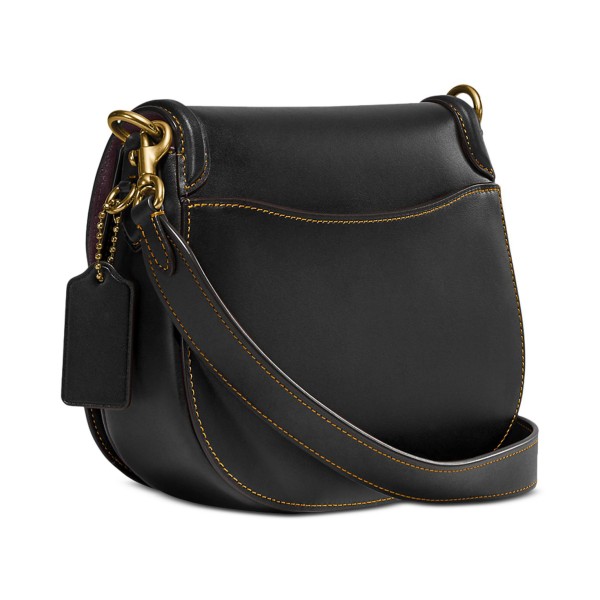 Glovetanned Leather Saddle Bag with Webbing Strap